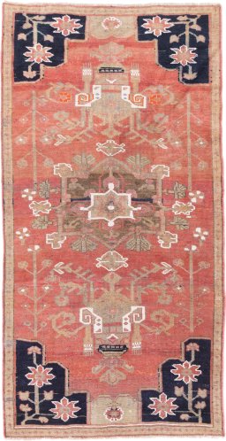 Full view of 1985s Vintage rug from Iran / Persia, 203 × 103 cm in Red tones