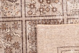 Close-up detail of 1950s Vintage rug from Iran / Persia showing Wool weave