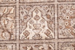Full view of 1950s Vintage rug from Iran / Persia, 366 × 285 cm in Cream tones