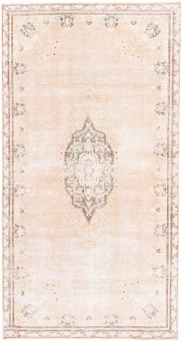 Full view of 1972s Vintage rug from Iran / Persia, 197 × 105 cm in Cream tones