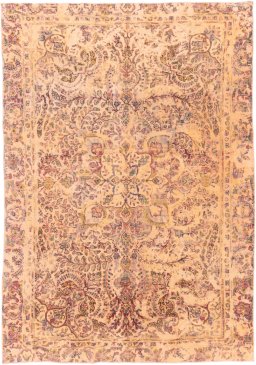 Full view of 1960s Vintage rug from Iran / Persia, 265 × 186 cm in Cream tones