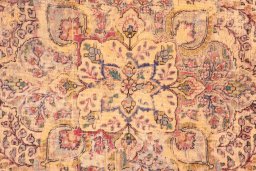 Full view of 1960s Vintage rug from Iran / Persia, 265 × 186 cm in Cream tones
