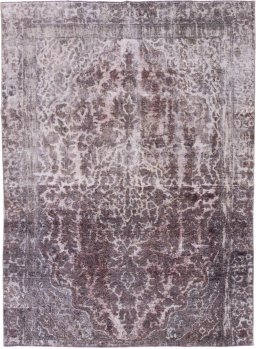 Full view of 1950s Vintage rug from Iran / Persia, 287 × 208 cm in Dark red tones