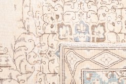 Close-up detail of 1950s Vintage rug from Iran / Persia showing Wool weave