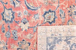 Close-up detail of 1950s Vintage rug from Iran / Persia showing Wool weave