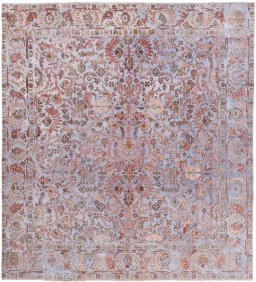 Full view of 1950s Vintage rug from Iran / Persia, 317 × 285 cm in Blue tones