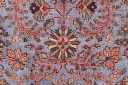 Full view of 1950s Vintage rug from Iran / Persia, 317 × 285 cm in Blue tones