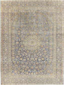 Full view of 1980s Vintage rug from Iran / Persia, 400 × 295 cm in Blue tones