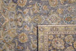Corner detail of 1980s Vintage rug showing border pattern and Wool pile