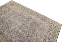Surface texture of 1980s Vintage rug with natural Wool and intricate pattern