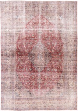 Full view of 1950s Vintage rug from Iran / Persia, 420 × 295 cm in Red tones