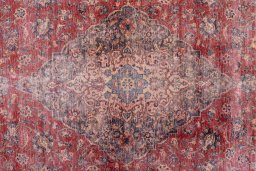 Full view of 1950s Vintage rug from Iran / Persia, 420 × 295 cm in Red tones