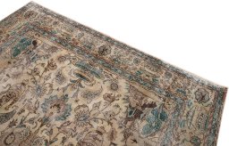 Surface texture of 1980s Vintage rug with natural Wool and intricate pattern
