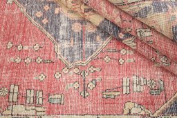 Close-up detail of 1980s Vintage rug from Iran / Persia showing Wool weave
