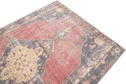 Surface texture of 1980s Vintage rug with natural Wool and intricate pattern