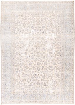 Full view of 1970s Vintage rug from Iran / Persia, 385 × 280 cm in Cream tones