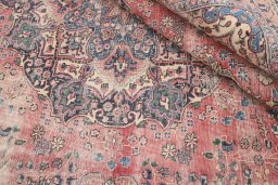 Close-up detail of 1970s Vintage rug from Iran / Persia showing Wool weave
