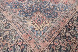 Close-up detail of 1970s Vintage rug from Iran / Persia showing Wool weave