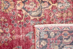 Close-up detail of 1950s Vintage rug from Iran / Persia showing Wool weave