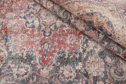 Close-up detail of 1970s Vintage rug from Iran / Persia showing Wool weave