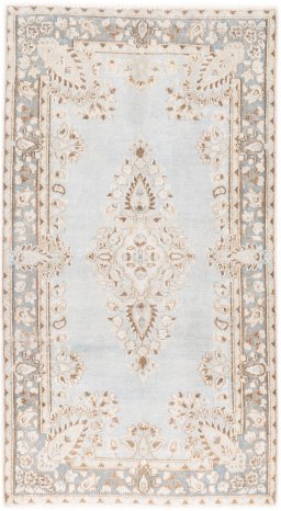 Full view of 1960s Vintage rug from Iran / Persia, 133 × 70 cm in Cream tones