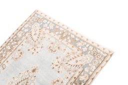Surface texture of 1960s Vintage rug with natural Wool and intricate pattern