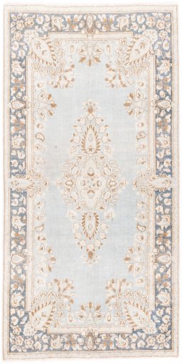 Full view of 1955s Vintage rug from Iran / Persia, 142 × 70 cm in Blue tones