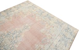 Surface texture of 1960s Vintage rug with natural Wool and intricate pattern
