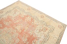 Surface texture of 1970s Vintage rug with natural Wool and intricate pattern
