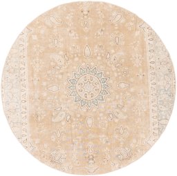 Full view of 1970s Vintage rug from Iran / Persia, 244 × 244 cm in Cream tones