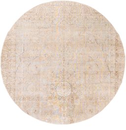 Full view of 1970s Vintage rug from Iran / Persia, 273 × 273 cm in Cream tones