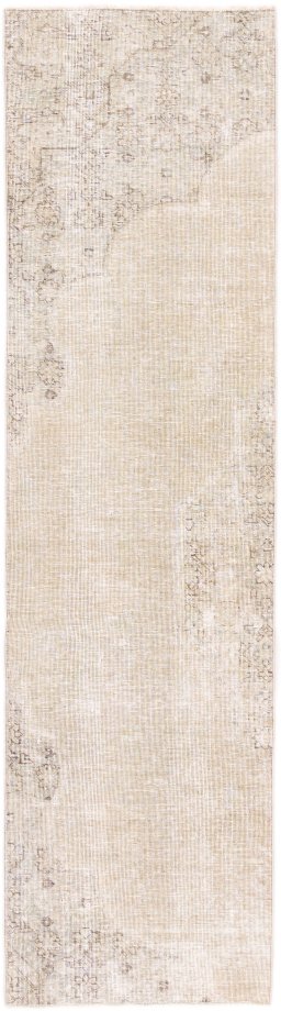 Full view of 1970s Vintage rug from Iran / Persia, 260 × 70 cm in Cream tones