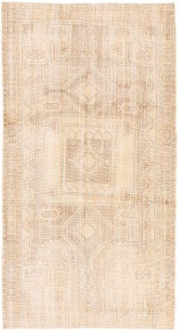Full view of 1970s Vintage rug from Iran / Persia, 290 × 152 cm in Cream tones