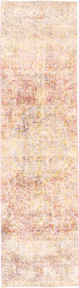 Full view of 1973s Vintage rug from Iran / Persia, 388 × 104 cm in Cream tones
