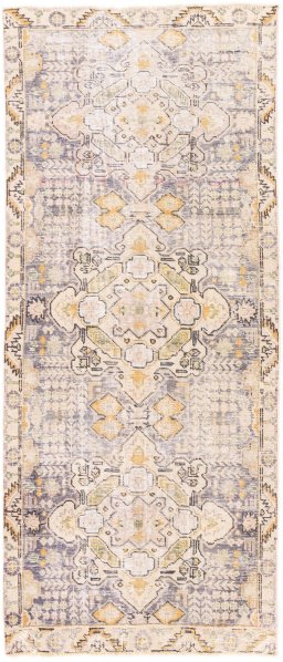 Full view of 1970s Vintage rug from Iran / Persia, 207 × 85 cm in Blue tones