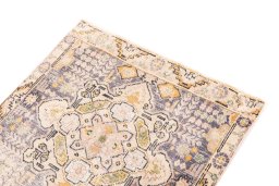 Surface texture of 1970s Vintage rug with natural Wool and intricate pattern