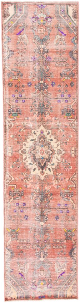 Full view of 1975s Vintage rug from Iran / Persia, 290 × 75 cm in Red tones