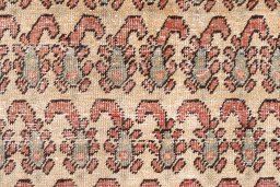 Full view of 1976s Vintage rug from Iran / Persia, 370 × 103 cm in Cream tones