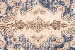 Full view of 1970s Vintage rug from Iran / Persia, 280 × 87 cm in Blue tones