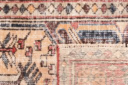 Close-up detail of 1970s Vintage rug from Iran / Persia showing Wool weave