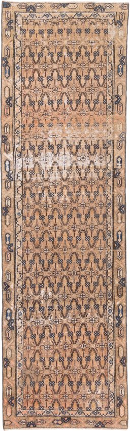 Full view of 1970s Vintage rug from Iran / Persia, 300 × 90 cm in Blue tones