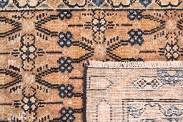 Close-up detail of 1970s Vintage rug from Iran / Persia showing Wool weave