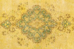 Close-up detail of 1970s Vintage rug from Iran / Persia showing Wool weave