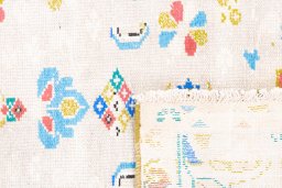 Close-up detail of 1970s Vintage rug from Iran / Persia showing Wool weave