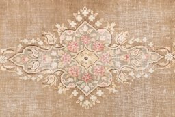 Full view of 1995s Vintage rug from Iran / Persia, 320 × 85 cm in Brown tones