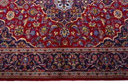 Full view of 2000s Kashan rug from Iran / Persia, 186 × 141 cm in Red tones