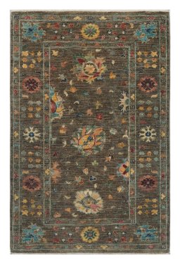 Full view of New Farahan rug from Pakistan, 124 × 81 cm in Gray tones