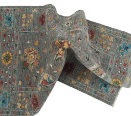 Full view of New Farahan rug from Pakistan, 123 × 81 cm in Gray tones
