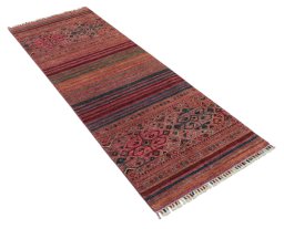 Corner detail of New Samarkand rug showing border pattern and Wool pile