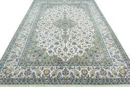 Surface texture of New Kashan rug with natural Cork and intricate pattern